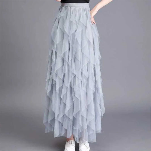 Model Radiating Confidence in the Stylish Ruffle Skirt