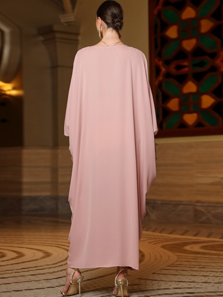 Radiant Color Palette of the Pink Embroidered Sequin Caftan Collection