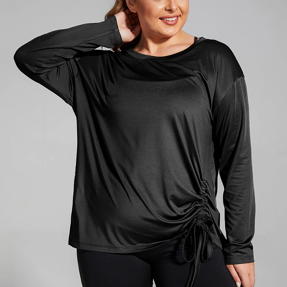 Quick Dry Yoga Clothes for Plus Size Individuals in elegant black.