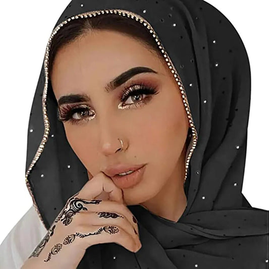 Arab Shiny Beaded Hijab Head Scarf - Modesty and Elegance