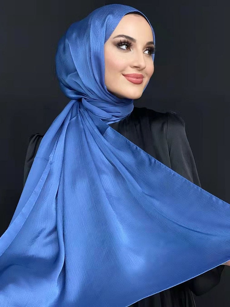 Premium Blue Silk Head Scarves for Your Selection