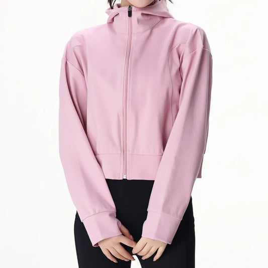 Pink Hooded Modest Workout Clothes Jacket for an active and vibrant lifestyle